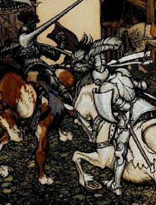 Detail from ''Of Sir Tristram of Lyonesse and La Belle Ysolde'' by Arthur Rackham